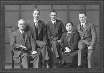 from left-Peter Clement ‎(husband)‎, Norman, Reginald, Marie ‎(wife)‎ and William Mendes