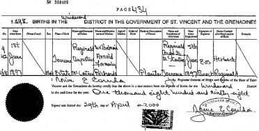Birth certificate Herbert Reginald McArtney